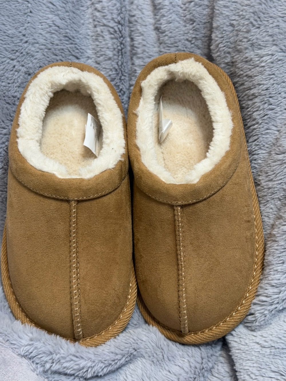 Kids Cozy Faux-Shearling Tan Slip-On Slippers/ Shoes Hard sole size 10